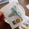 2 Stuks Meisjes Haarspeld Kat Bloem Geruit Ontwerp Omwikkeld met Stof Haarclips Borduurwerk Stof Splicing Haarspelden Lente Zomer Haaraccessoires