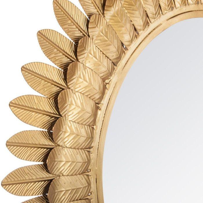 Atmosphera 70 Cm Round Gold Leaf Metal Mirror