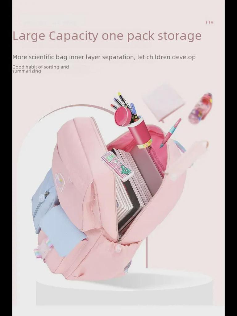 Stylish Lightweight School Backpack for Kids - Large Capacity, Spine Protection, Gender Neutral