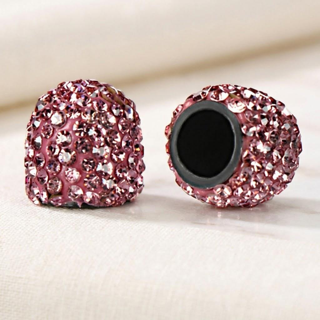 

2Pcs Soft Clay Rhinestone Car Tire Valve Caps Crystal Diamond Dustproof Exterior Decor Accessories