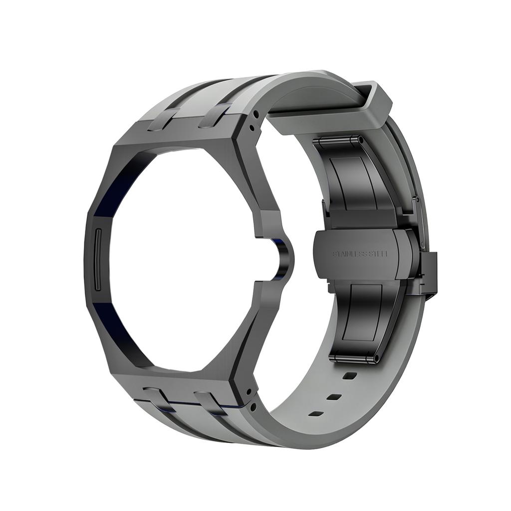 For Swatch X Royal Pop Stainless Steel Watch Case Wear Resist Silicone Sport Replacement Band for Sport Activities Daily Commute