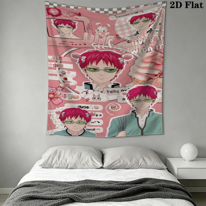 The Disastrous Life of Saiki K Wall Tapestry Aesthetic Wall Hanging Printed Fabric Blanket Decorative Tapestries for Bedroom Living Room Home Decor