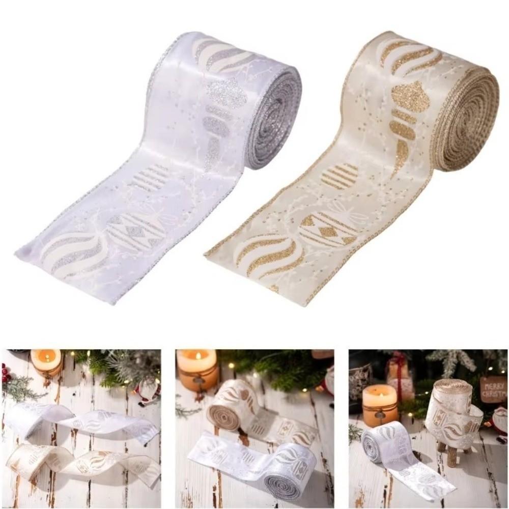 DIY Christmas Bow Ribbon Gold Fabric Swirl Ribbon New Christmas Tree Ribbon  Xmas Gift