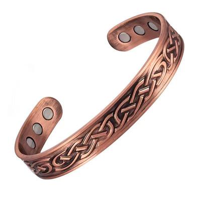 Retro European and American Style Red Copper Water Ripple Striped Magnetic Bracelet for Men and Women