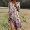 Long  Sleeve Dress For Women Casual Loose Fit Print Dress With Pockets