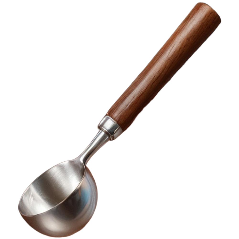 304 Grade Stainless Steel Coffee Scoop with Smooth Walnut Handle 15ml or 30ml Measuring Spoon for Pour Over and