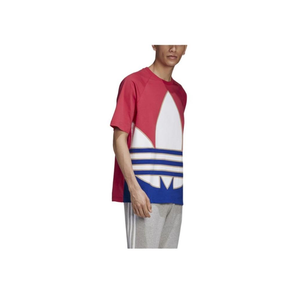 Adidas Originals Trifoliate Colorblock Logo Casual Short Sleeve T-Shirt Men Tops Red GE6222