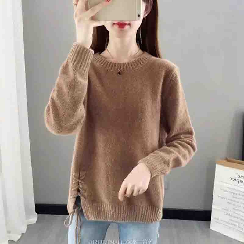 Maglione Cappotto autunnale da donna Stile coreano Abbigliamento esterno ampio Camicia con fondo in maglia di velluto di visone imitazione