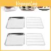 Steel Stainless 4pcs Baking Tray Rack Bbq Roaster Oven Cooling Rack Square Sheet