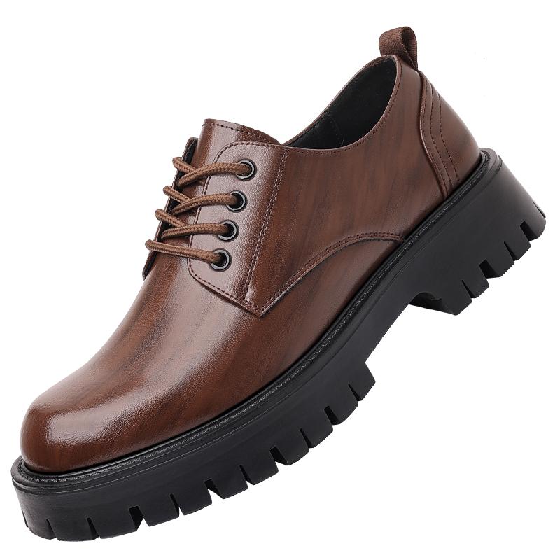 

Модные мужские туфли на толстой подошве в стиле ретро, повседневные, британские, для отдыха на открытом воздухе, для деловой вечеринки, свадьбы жениха, классические коричневые туфли 44 коричневый