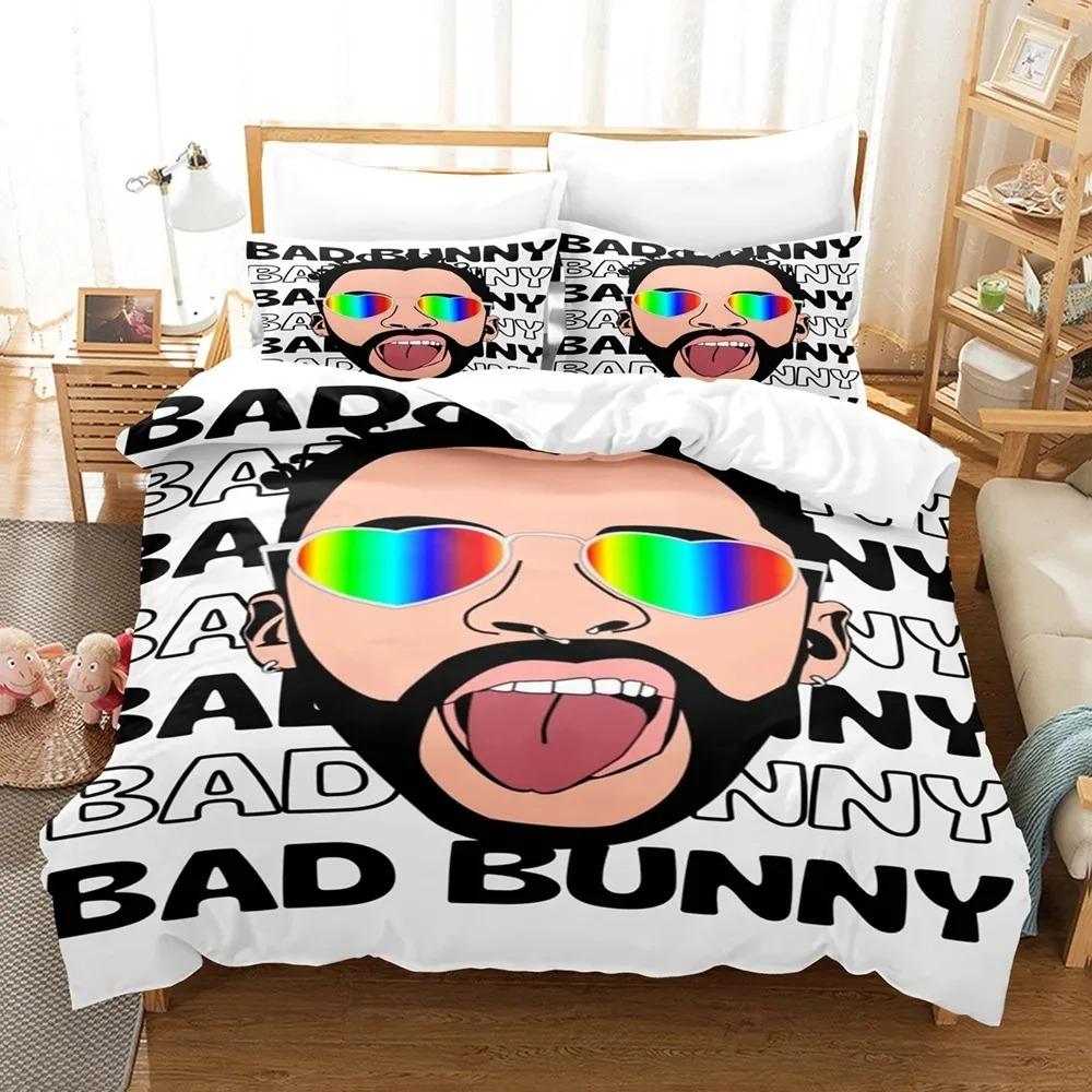 Bad Bunny Un Verano Sin Ti Bettbezug-Set Mode Leinwandbild Bettwäsche-Set, für Erwachsene Jugendliche Full Queen Size Bettdeckenbezug-Sets