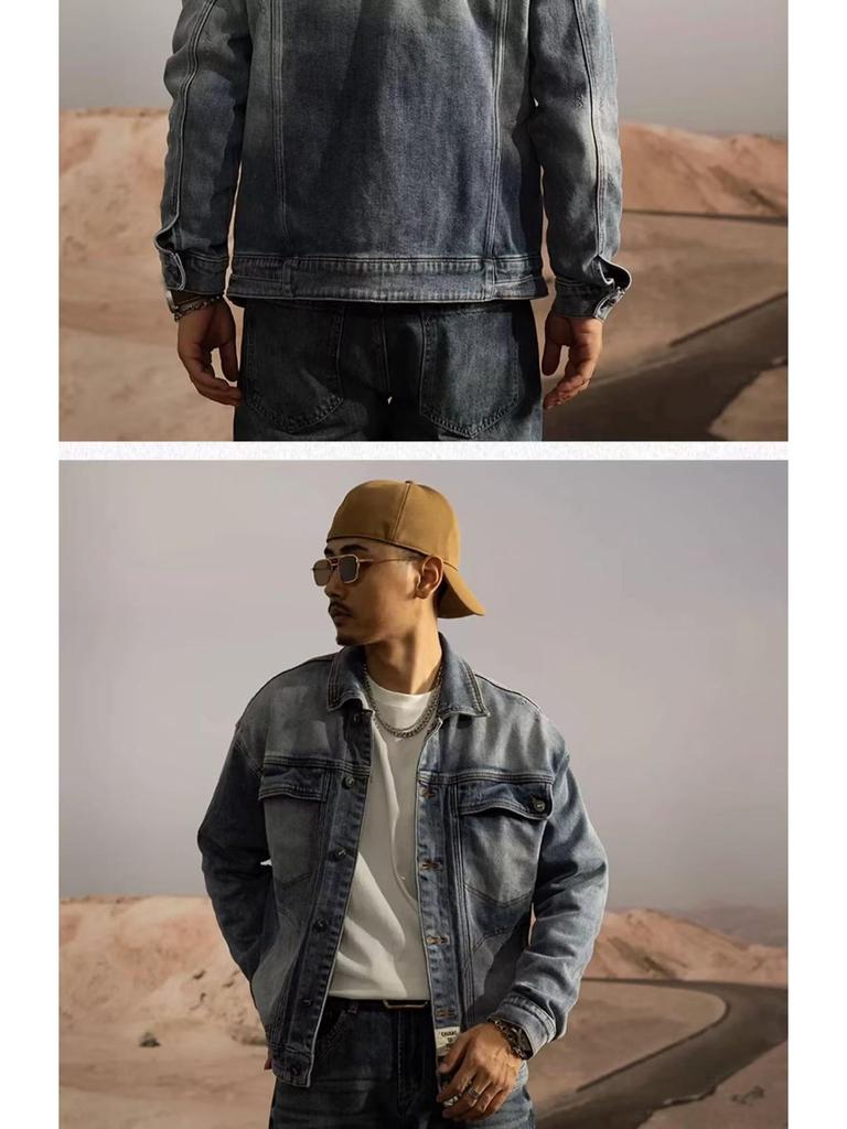 Men's Retro Japanese Slim Fit Denim Jacket 2024 - Heavyweight Washed Casual Autumn Style