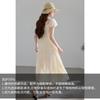[Chunjian] French retro short sleeved one shoulder embroidered dress Bohemian gentle temperament vacation long dress