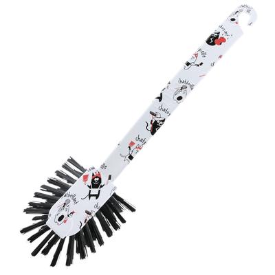 [Q3213] - Dishwashing Brush 'Cats' White Black - 27x7. 5