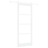 Sliding Door White 93 X 232 Cm Solid Pine Wood and Glass