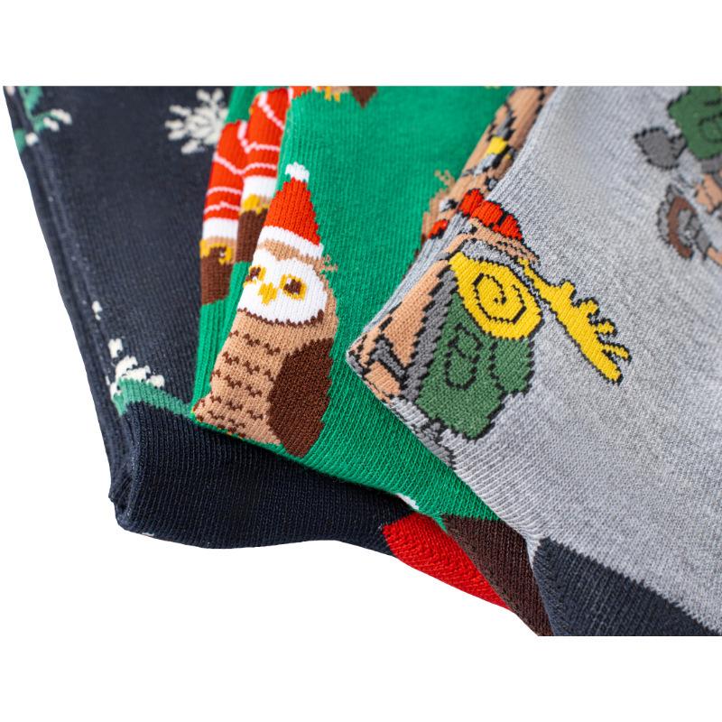 Christmas Reindeer Dinosaur Mid-Calf Socks - Trendy Men's & Women's Owl Design