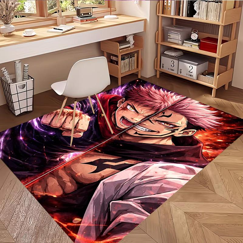 Jujutsu Kaisen Print Rug, Washable Floor Carpet, For Entryway Dorm Laundry Room Office Study, Home Decor Birthday Christmas Gift