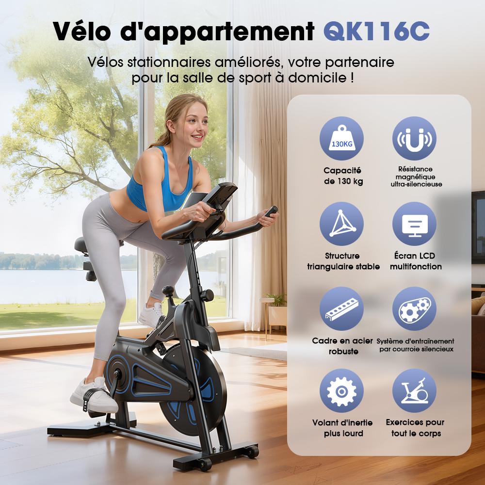 Indoor Cycling Bike iScooter QK116 6KG Flywheel Adjustable Resistance Magnetic Spin Bike LCD Screen Silent Belt