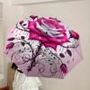 1pc Glamorous Pink Rose with Crown Umbrella with Plastic Handle,Suitable for All Seasons Home Travel Outdoor UmbrellaDD1493
