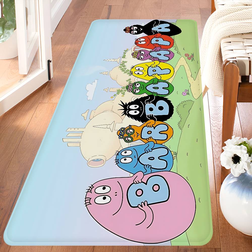 Cute Cartoon Les Barbapapa Hallway Carpet Washable Non-Slip Living Room Sofa Chairs Area Mat Kitchen Doormat Area Rug
