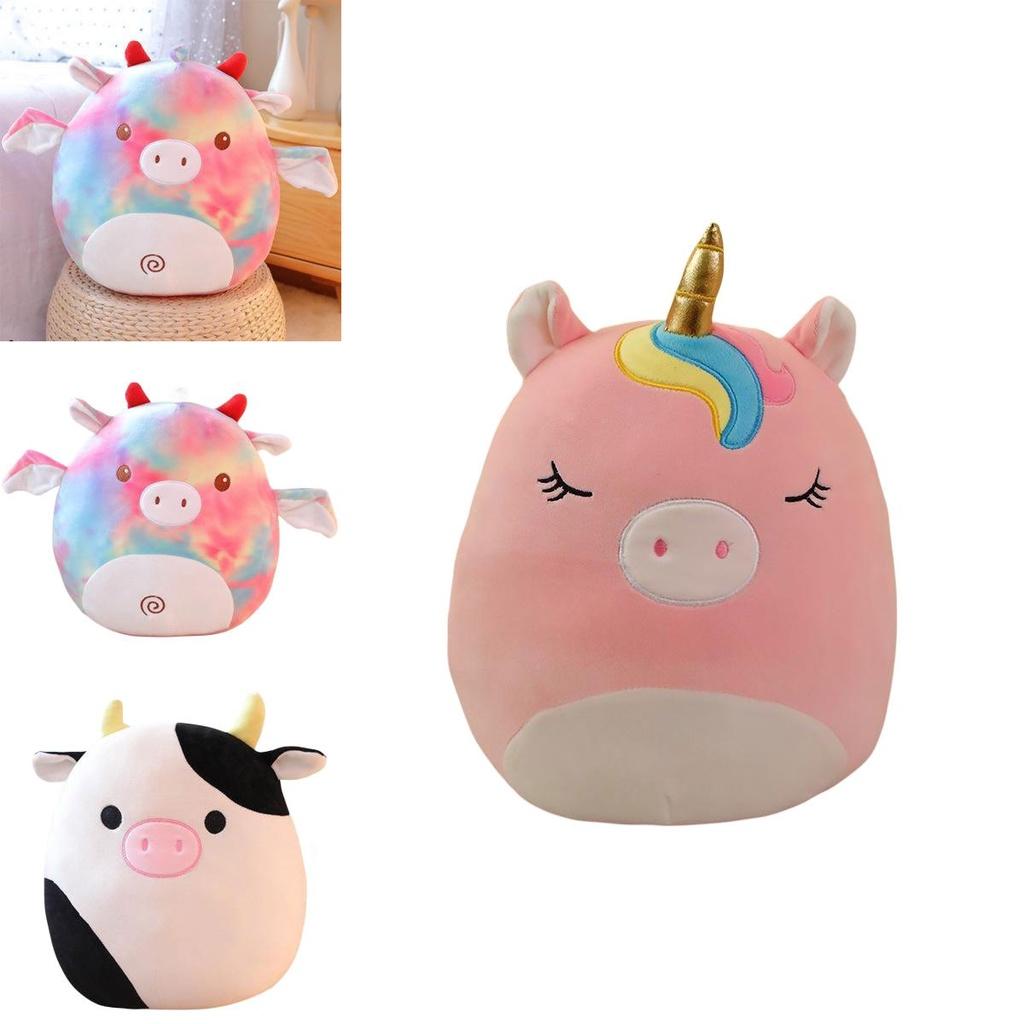 Cute Cartoon Animal Rainbow Unicorn Pillow Soft Plush Toy Cushion Embroidered Stuffed Doll For Girls 35cm