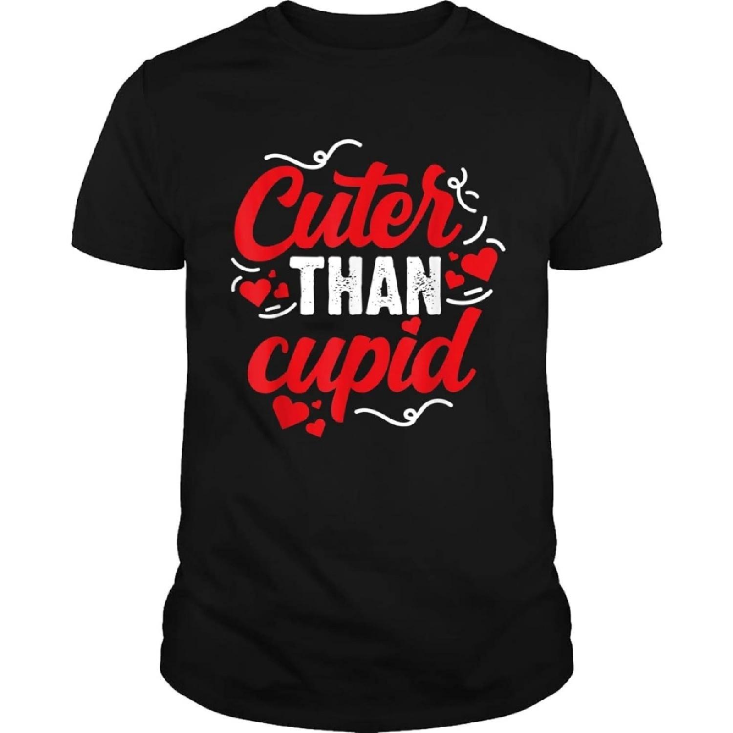 UNIXMAC Cuter Than Cupid, Valentine Lover Heart Valentines Day T-Shirt-Math Teacher Shirt-First Day of School Gift Black S