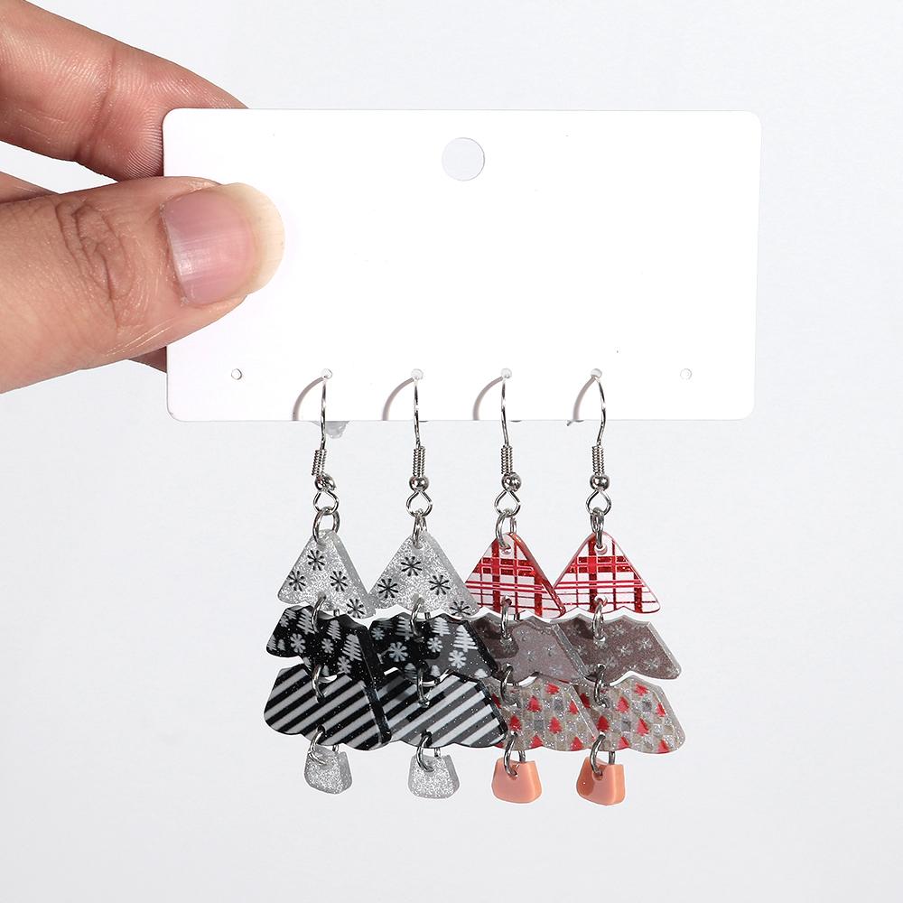 Colorful Sequin Acrylic Christmas Tree Drop Earring Set for Women Trendy Xmas Candy Bells Statement Earring Party Jewelry Gifts