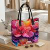  Colorful Coral Print Tote Bag Large Capacity Stylish Casual Daily Shoulder Handbag