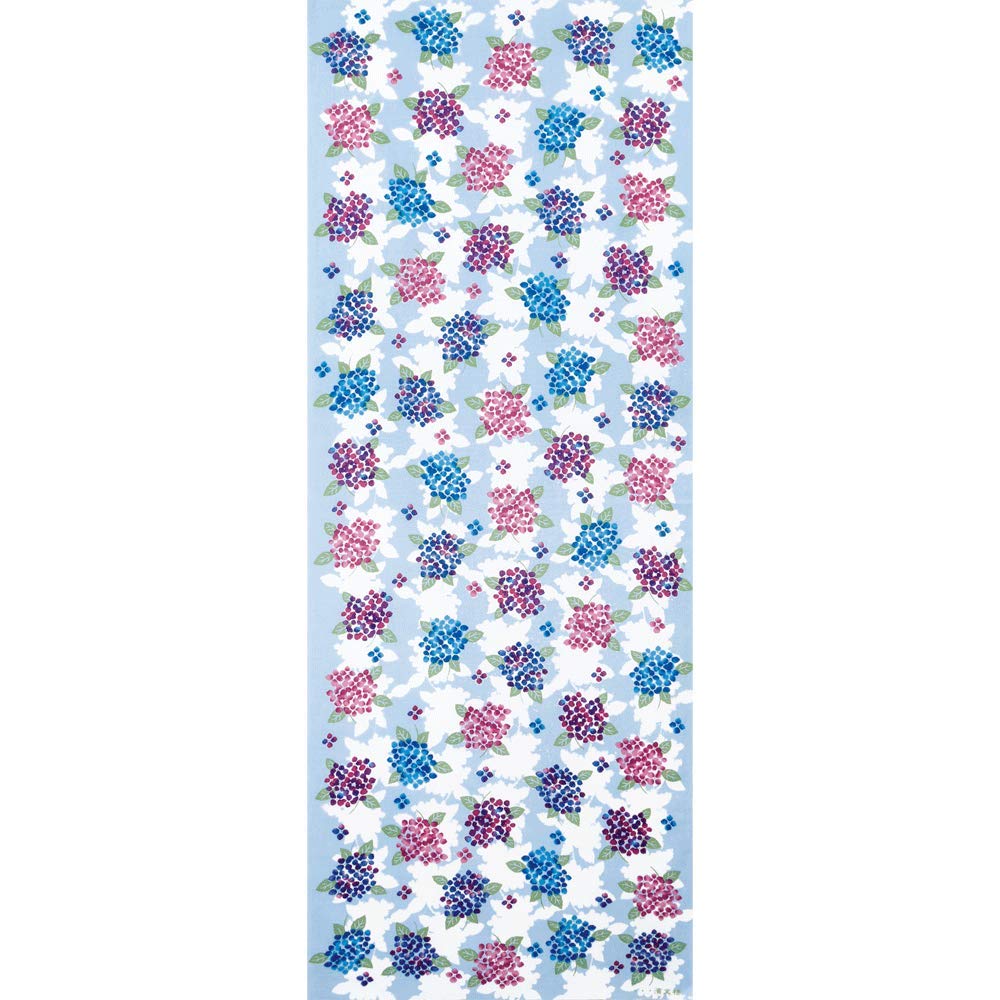 Hamamonyo Tenugui hand Colorful Hydrangea Blue (Japanese towel) - -