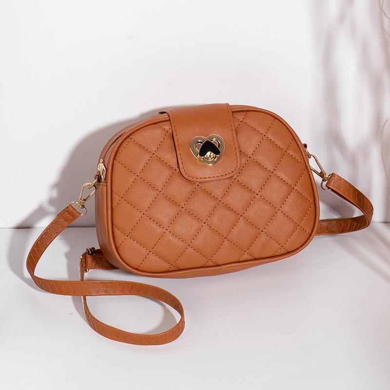 Casual Embroidery Rhombus Shoulder Crossbody Camera Bag New Versatile Love Lock Women's Bag