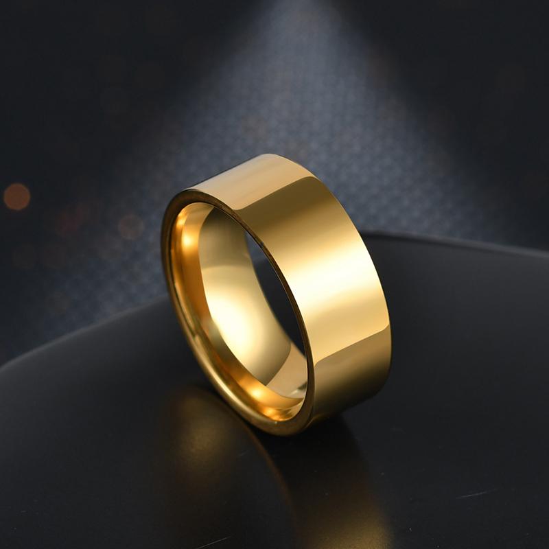 Letdiffery 8mm Smooth Men Rings Simple Stainless Steel Women Couple Jewelry Birthday Gifts 13