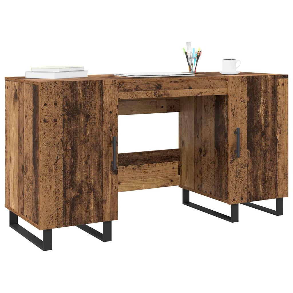 Industrial Style Desk with Shelf Reclaimed Wood Look 140 x 50 x 75 cm Particleboard