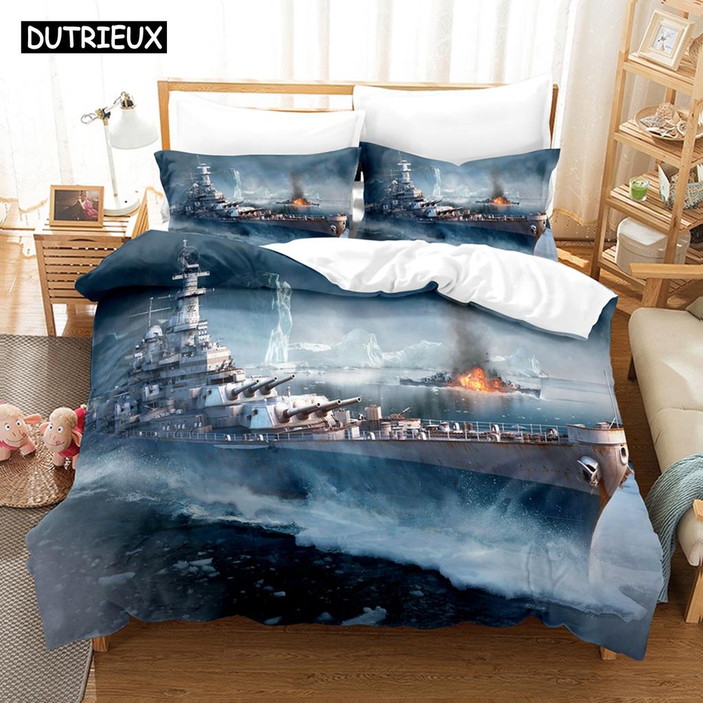3D World Of Warships Bedding Sets Duvet Cover Set With Pillowcase Twin Full Queen King Bedclothes Bed Linen