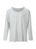 Maebeolig Wide U-Neck Loose Fit Plain Long Sleeve T-Shirt Gray