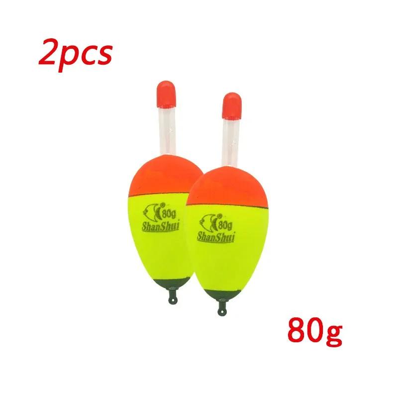 2/4Pcs EVA Luminous Fishing Night Float Light Stick Foam Plastic Bobber Sea Rock Fishing Buoyancy 10/20/30/40/50/60g/70/80g