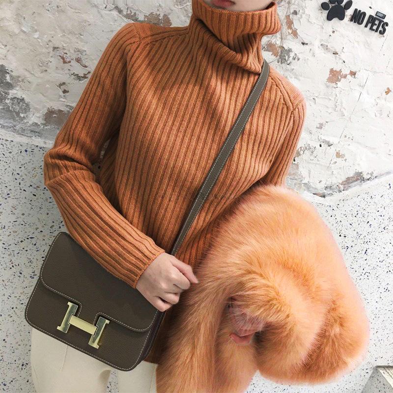 

Женские осенне-зимние вязаные свитера, пуловеры, толстая водолазка с длинными рукавами, однотонный топ M-XXL XXL оранжевый