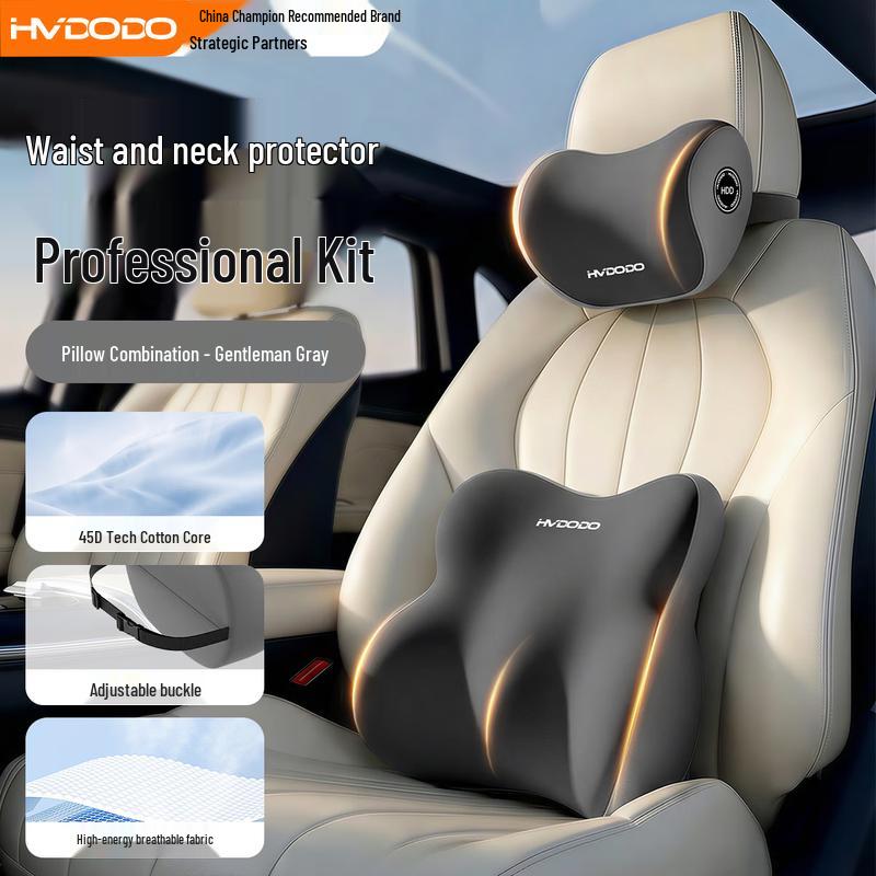 Memory Foam Car Headrest and Lumbar Support Set