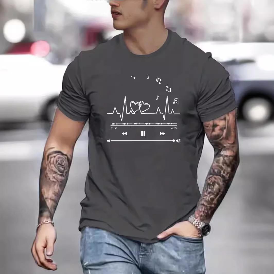 

Буквы Хлопковая футболка Короткий рукав Круглый вырез Женская 2D принт Топы 3XL темно-серого