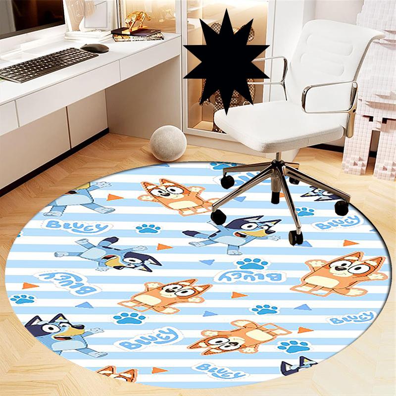 Bluey Printed Round Rug Carpet Chair Rug Area Rug Entryway Doormats,for Office Chair Living Room Bedroom Kitchen Room.