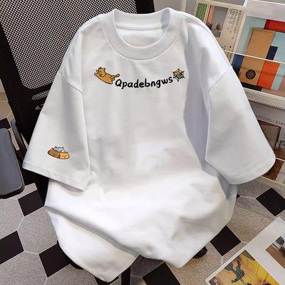 2025 Summer Women Cute Cartoon Print T-Shirt Girl Harajuku Round Neck Loose Casual Y2K Harajuku Top Pure Cotton Graphic T Shirts