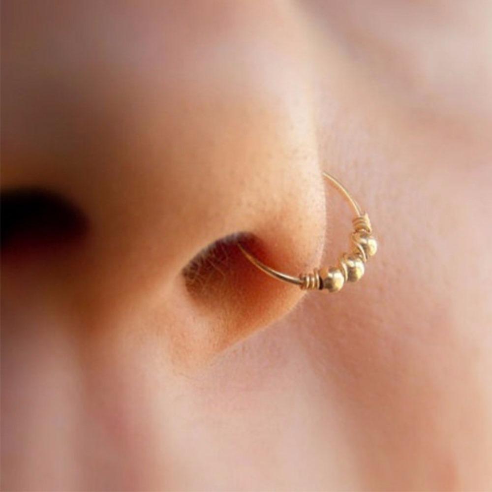 3Pcs/Set Retro Round Beads Nose Ring Earrings Nostril Hoop Body Piercing Jewelry 6mm/8mm/10mm