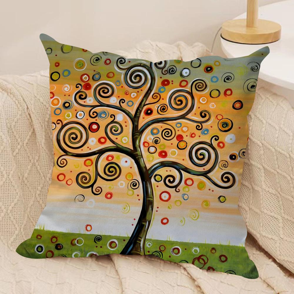 Colored Tree Cushion Cover Silky Short Plush Double-Sided Printed Pillow Case for Sofa All Seasons Home Decor Gift