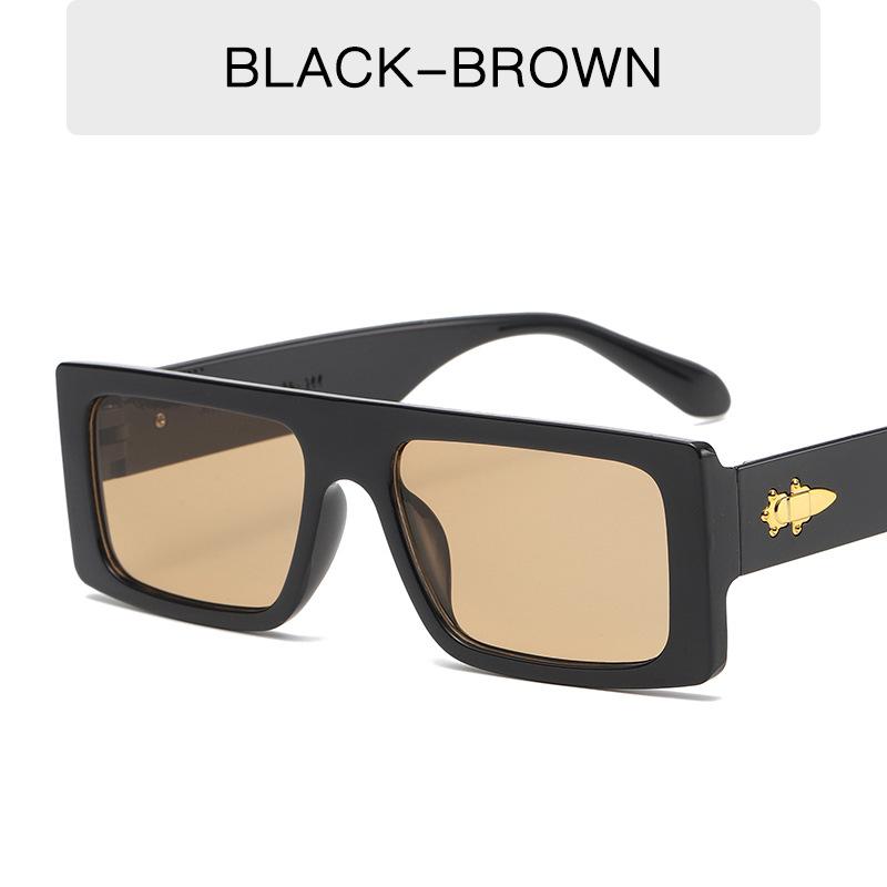 Women'S Retro Rectangular Sunglasses Luxury Glasses Men'S Fashion Black  Eyewear Metal Hinge Uv400 Men