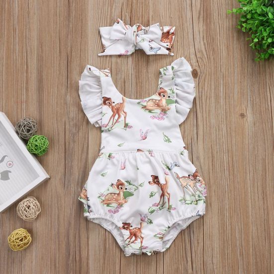 

Yousheng EmmababyNewborn Baby Girls Deer Print Romper Jumpsuit 100 cm белый