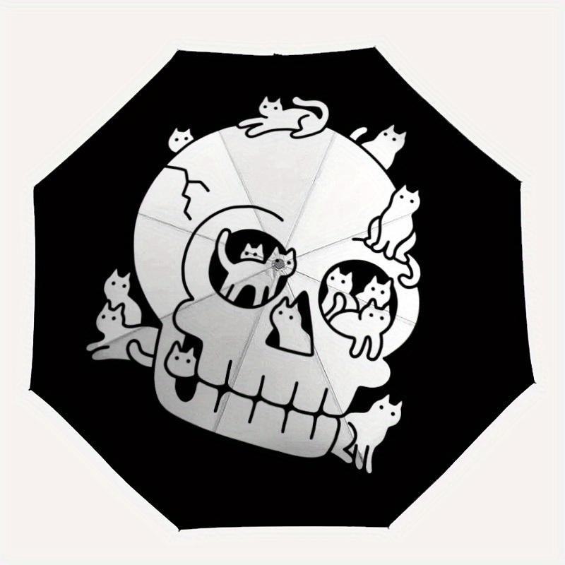 

1pc Skull Cats Automatic Open/Close Umbrella, Portable Folding Umbrella for Travel, Themed Events, It is suitable as a gift for various festivals, Out