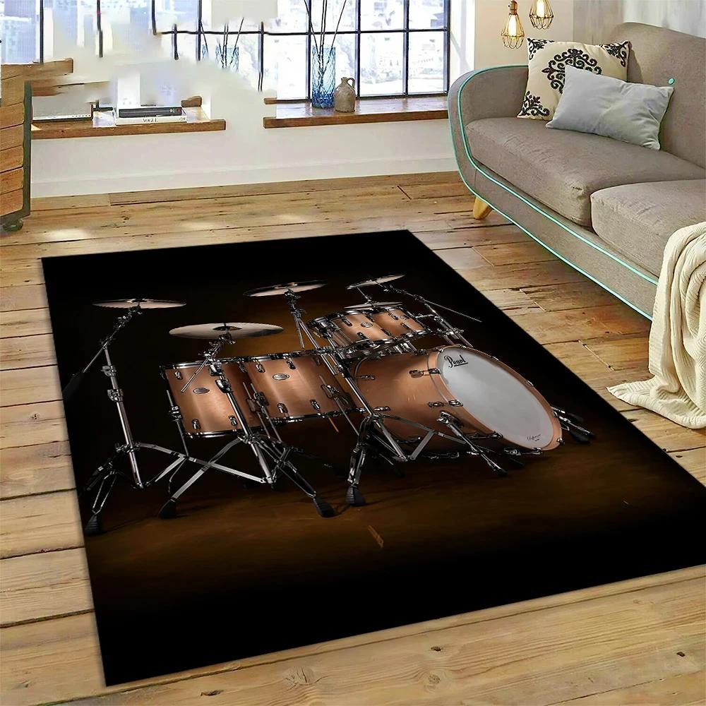 Drum Kit Music Instruments Set Carpet Rug for Home Living Room Bedroom Sofa Doormat Decor,kids Area Non-slip Floor Mat Decorate