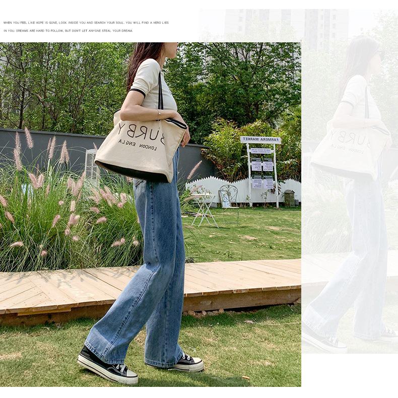 Retro High-Waisted Wide-Leg Jeans: Women's Loose Fit, Plus Size, Floor-Length Casual Spring/Summer Pants