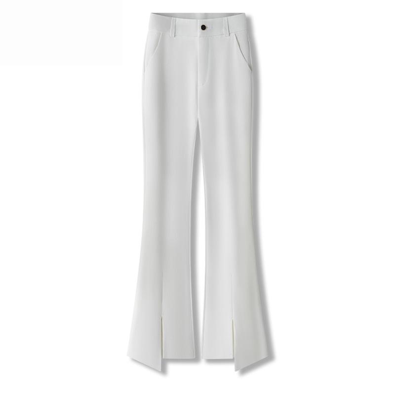 

Женские черные брюки с высокой посадкой, разрезом и микроклешем - Стройнящие и стильные для весны и осени 2024 Size 26 (85-95 Jin) белый