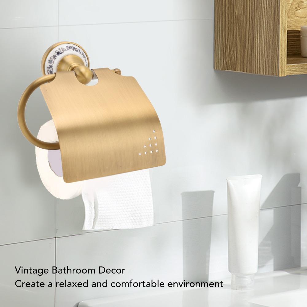 Wall Mounted Paper Towel Holder Antique Gold Tissue Holder  Bathroom Restroom Toilet