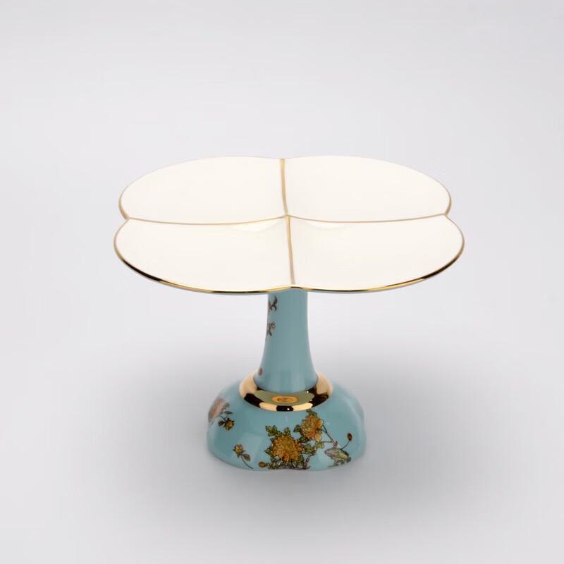 Auratic Madame Ceramic West Lake Blue High-footed Tea Snack Plate